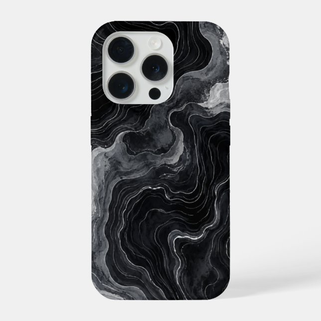Black Marble Swirl Phone Case (Back)