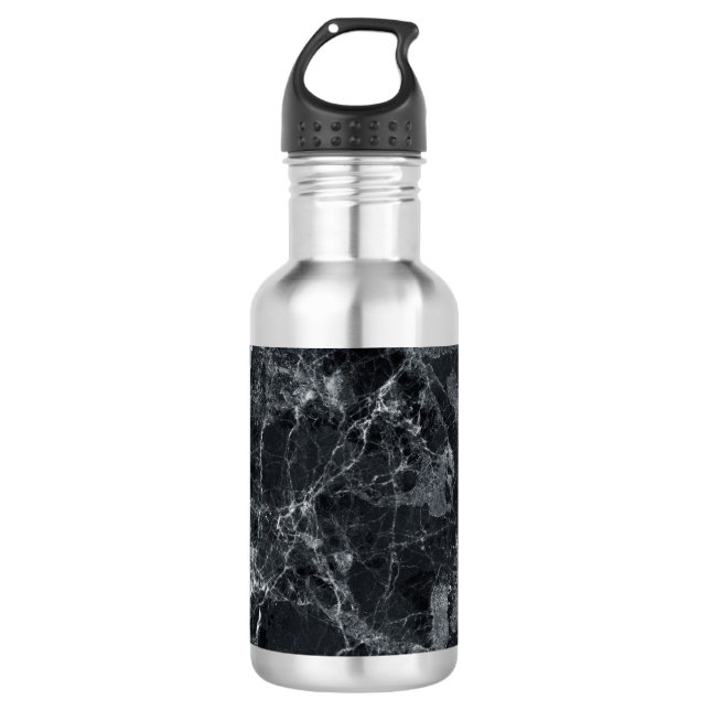 Black marble texture 532 ml water bottle (Front)