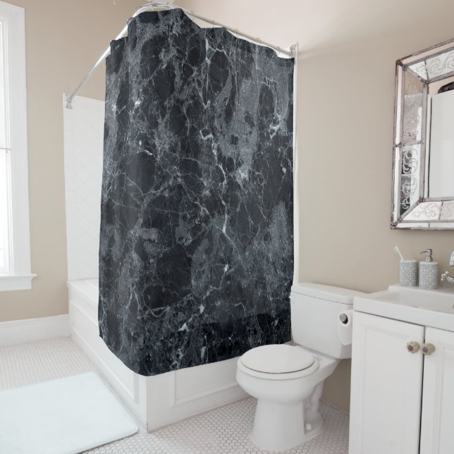 Black Marble Texture  Shower Curtain (In Situ)