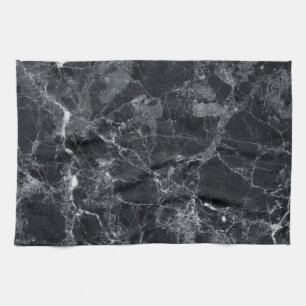 Black marble texture tea towel