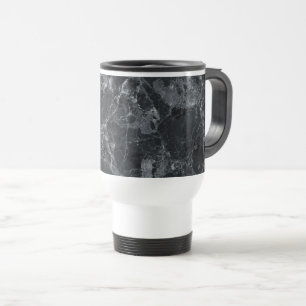 Black marble texture travel mug