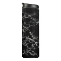Black Marble Thermal Tumbler - Modern