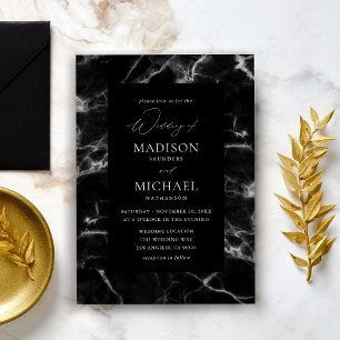 Black Marble Wedding 2 Invitation