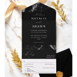 Black Marble Wedding  All In One Invitation<br><div class="desc">Make sending the invitation and RSVP easy while amazing your guests with your beautiful Black Marble Wedding All In One Invitations.</div>
