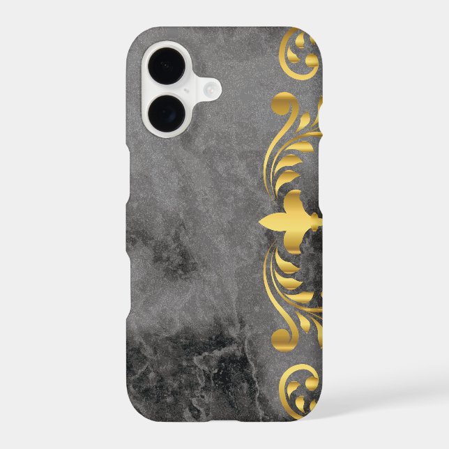 black marble with gold floral pattern (Back)