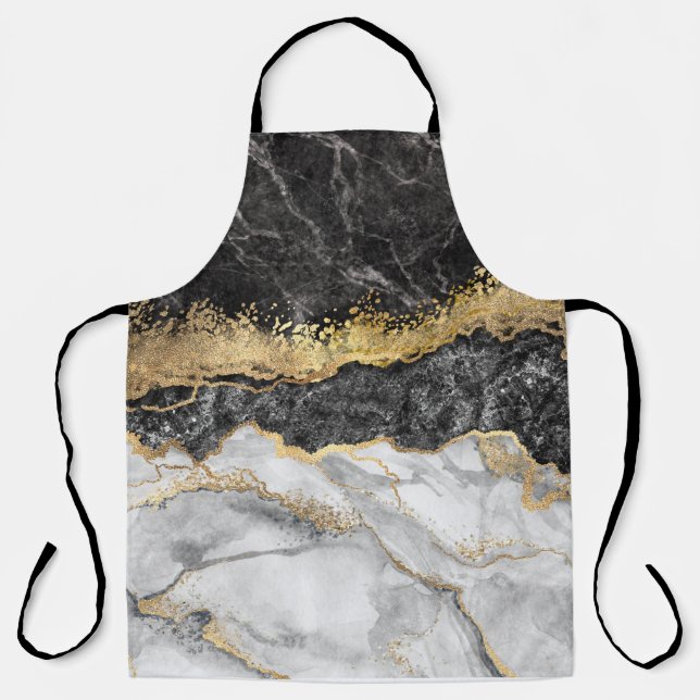 Black Marble with Gold Pretty Apron (Front)