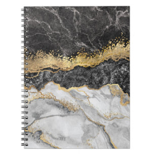 Black Marble with Gold Pretty Notebook