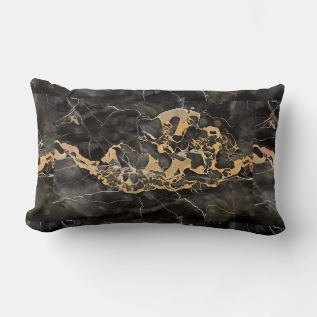 black marble with gold texture lumbar cushion (Front)
