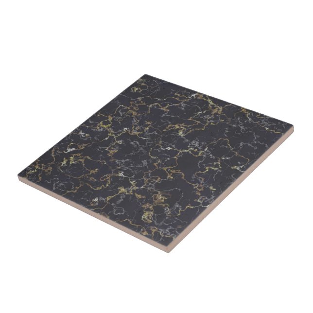 Black marble with gold veins tile (Side)