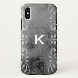 black marble with silver floral pattern Case-Mate iPhone case