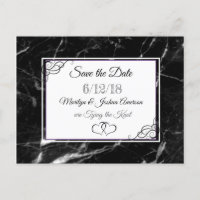 Black Marbled Stone Save the Date Postcard