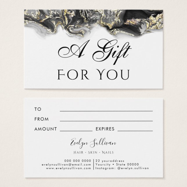 black marbling design Gift Card (Front & Back)