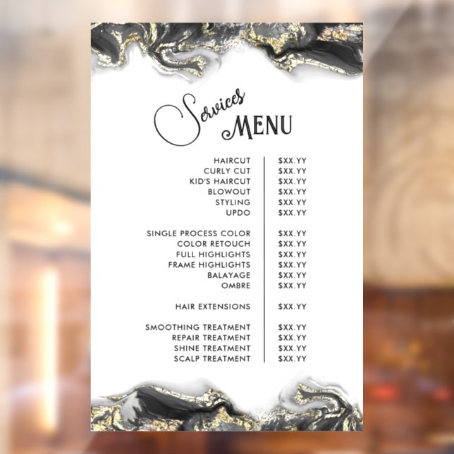 Black Marbling Design Services Menu (Sheet 2)
