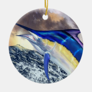 Black Marlin Christmas Ceramic Tree Decoration
