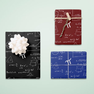 Black Maroon Blue Math Formulas Equations Wrapping Paper Sheet