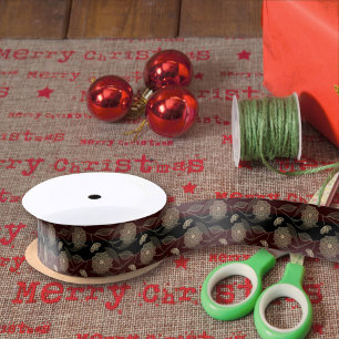 Black Maroon Flower Stripes Pattern Liberty Floral Grosgrain Ribbon