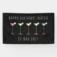 Black Martini Cocktail Happy Birthday Confetti