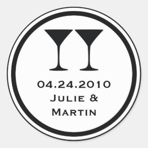 Black martini wedding favour tag seal label