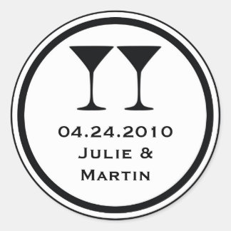 Black martini wedding favour tag seal label