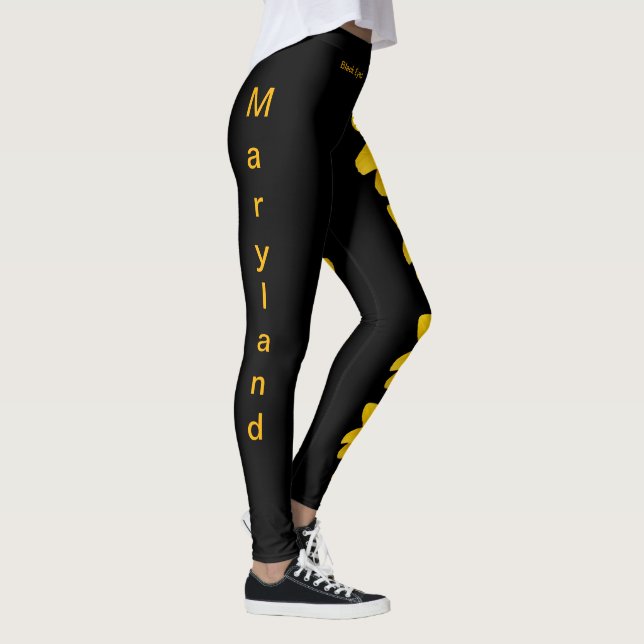 Black Maryland Black Eyed Susan State Leggings (Right)
