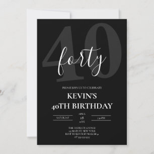 Black Masculine 40th Milestone Birthday Invitation