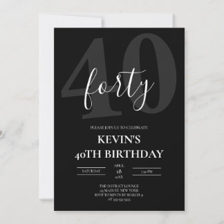 Black Masculine 40th Milestone Birthday Invitation