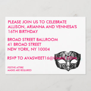 BLACK MASK PARTY INVITATION