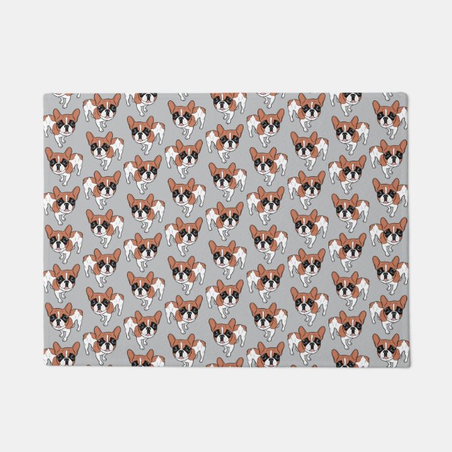 Black Mask Red Pied French Bulldog Doormat (Front)