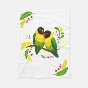 Black Masked Lovebirds Fleece Blanket