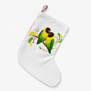 Black Masked Lovebirds Small Christmas Stocking