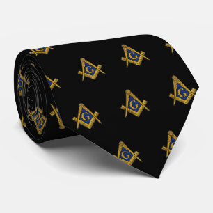 Black Masonic Masonry Freemason Pattern Tie