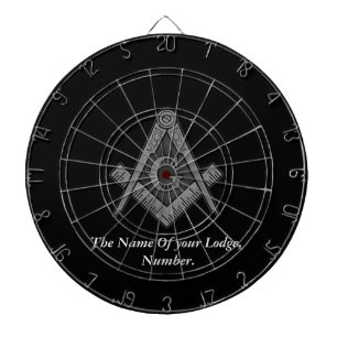 Black Masonic Master Mason Freemason Compass Dartboard