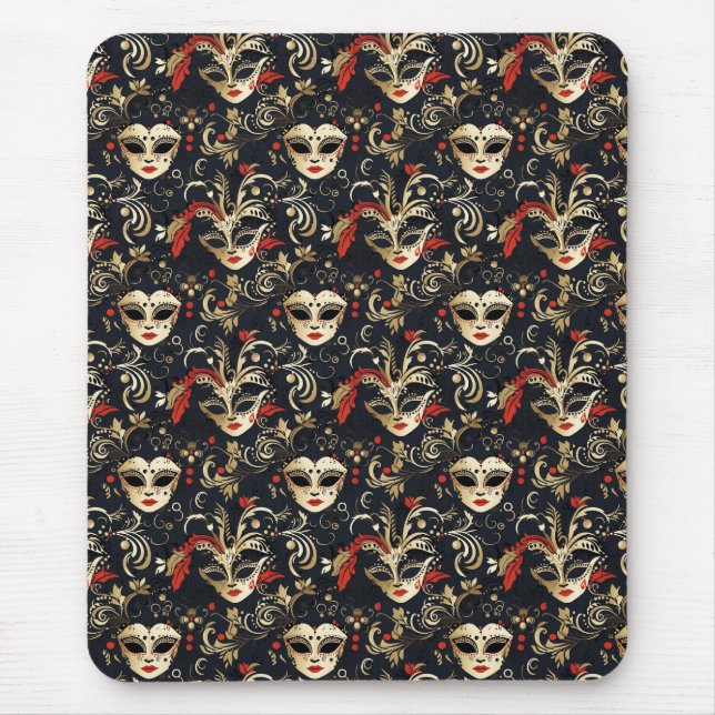 Black Masquerade Mask  Mouse Pad (Front)