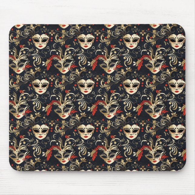 Black Masquerade Mask  Mouse Pad (Front)