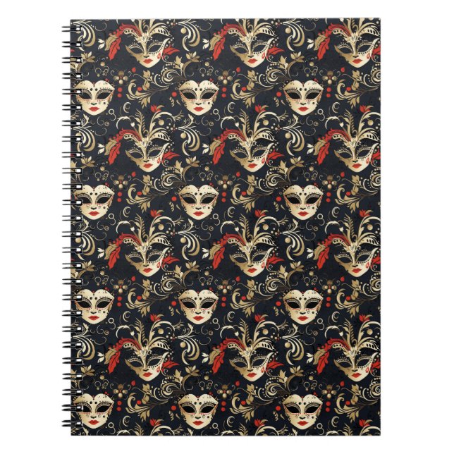 Black Masquerade Mask  Notebook (Front)