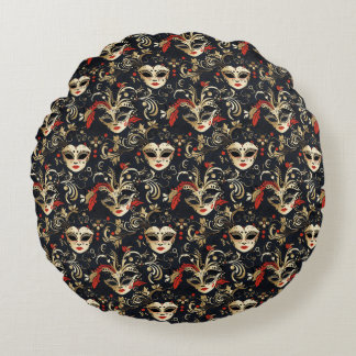 Black Masquerade Mask  Round Cushion