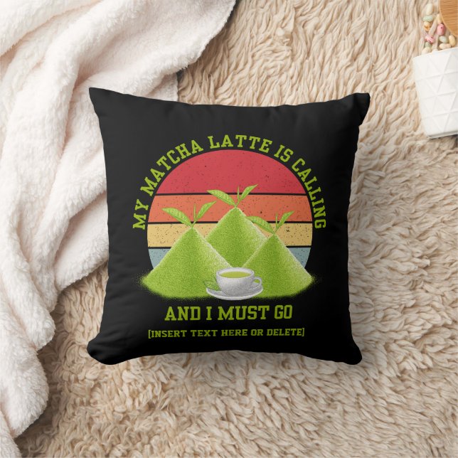 Black MATCHA Mountains Are Calling Latte Drinker Cushion (Blanket)