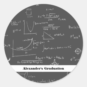 Black Math Equations Formulas Graphics Graduation Classic Round Sticker