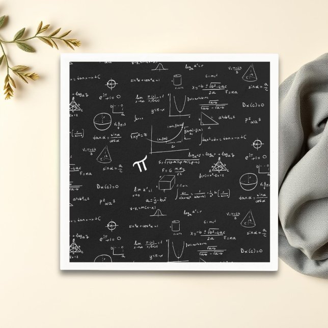 Black Math Equations Graphics Graduation Napkin (Creator Uploaded)
