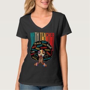 Black Math Teacher Afro Love Melanin African Ameri T-Shirt