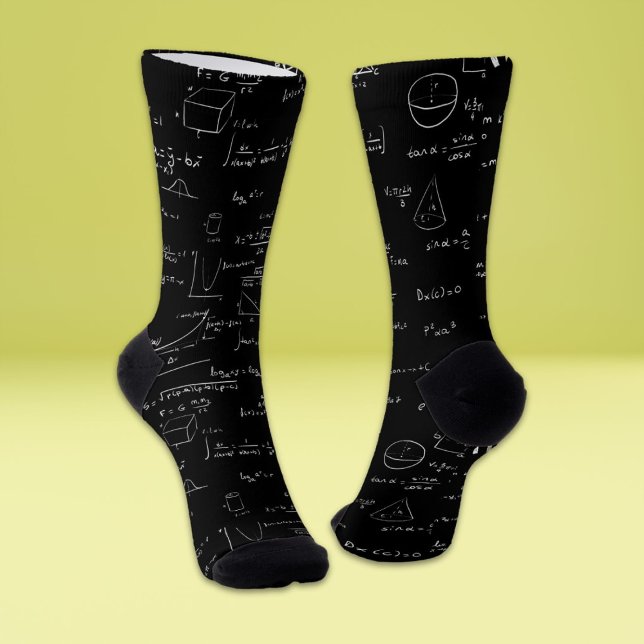 Black Math Teacher Formula Equations Pattern  Socks (Creator Uploaded)