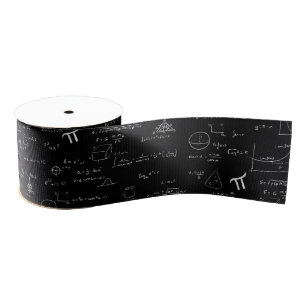 Black Mathematics Equations Gift Wrapping Grosgrain Ribbon