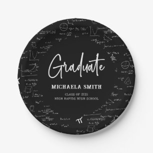 Black Mathematics High School Graduate Party Paper Plate