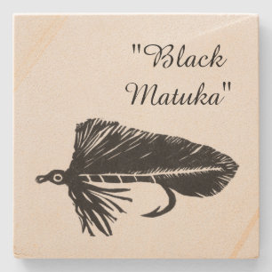 Black Matuka fly tying and fishing streamer Stone Coaster