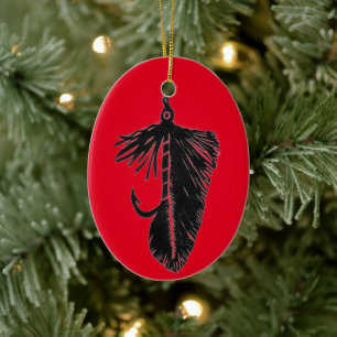 Black "Matuka" streamer" Christmas Ornament