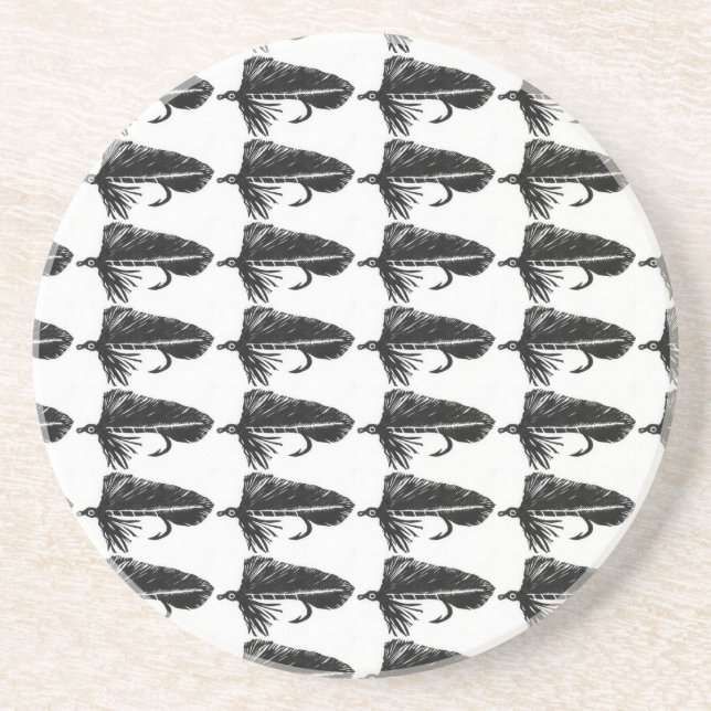 "Black Matuka" Streamer Fly Pattern Coaster. Coaster (Front)