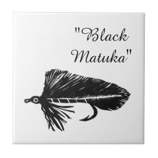 "Black Matuka" streamer trout fly tile. Tile