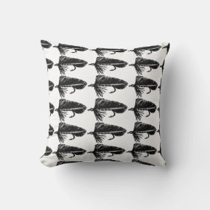 Black Matuka Trout Fly Return Address Label Throw Cushion