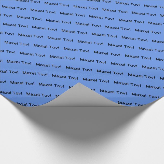 Black Mazel Tov! (Congratulations)/Cornflower Blue Wrapping Paper (Corner)
