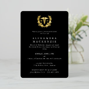 Black MD Caduceus + Laurel Wreath Graduation